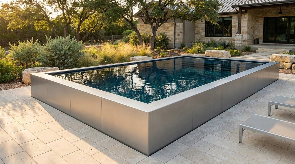 20 x 28 Platinum Silver Black Sapphire Architectural Pool
