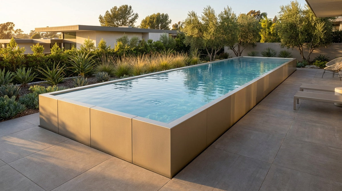 8 x 36 Champagne Mist Aqua Blue Architectural Pool