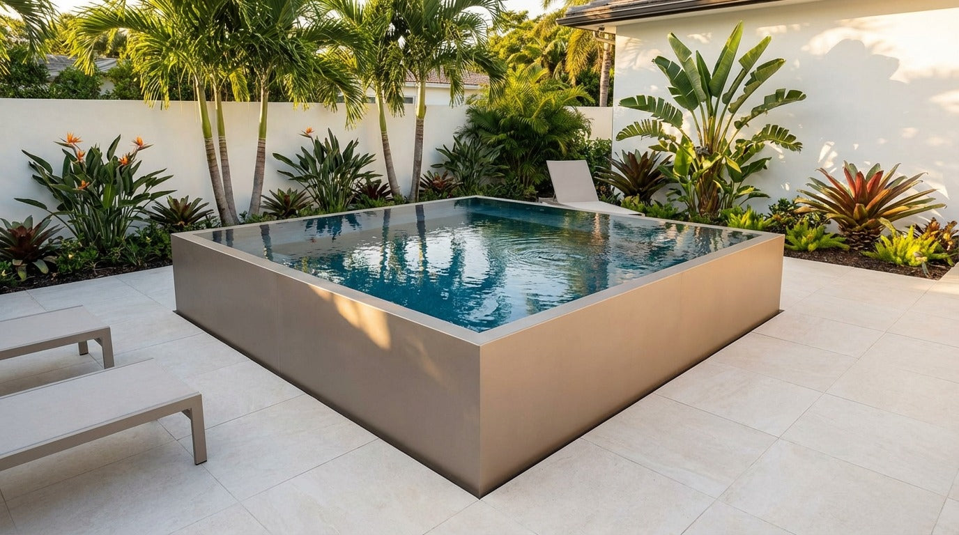 12 x 12 Champagne Mist Deep Sea Blue Architectural Pool