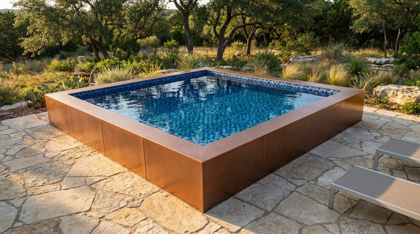 12 x 12 Espresso Copper Mystic Blue Architectural Pool