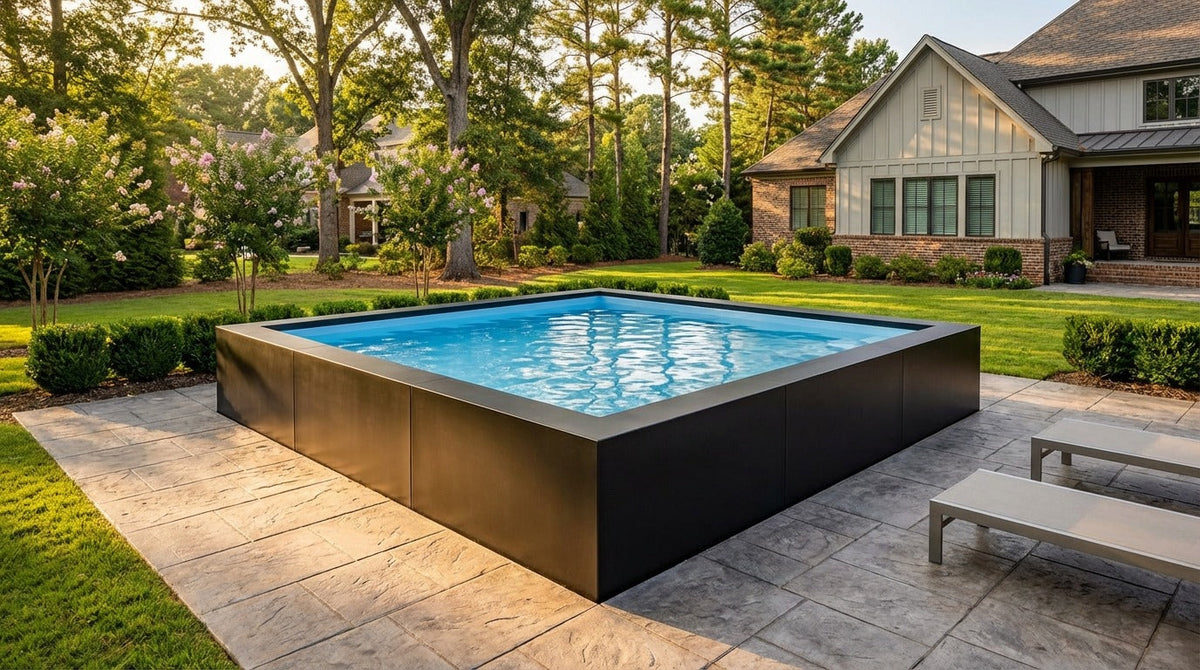 12 x 12 Midnight Black Aqua Blue Architectural Pool