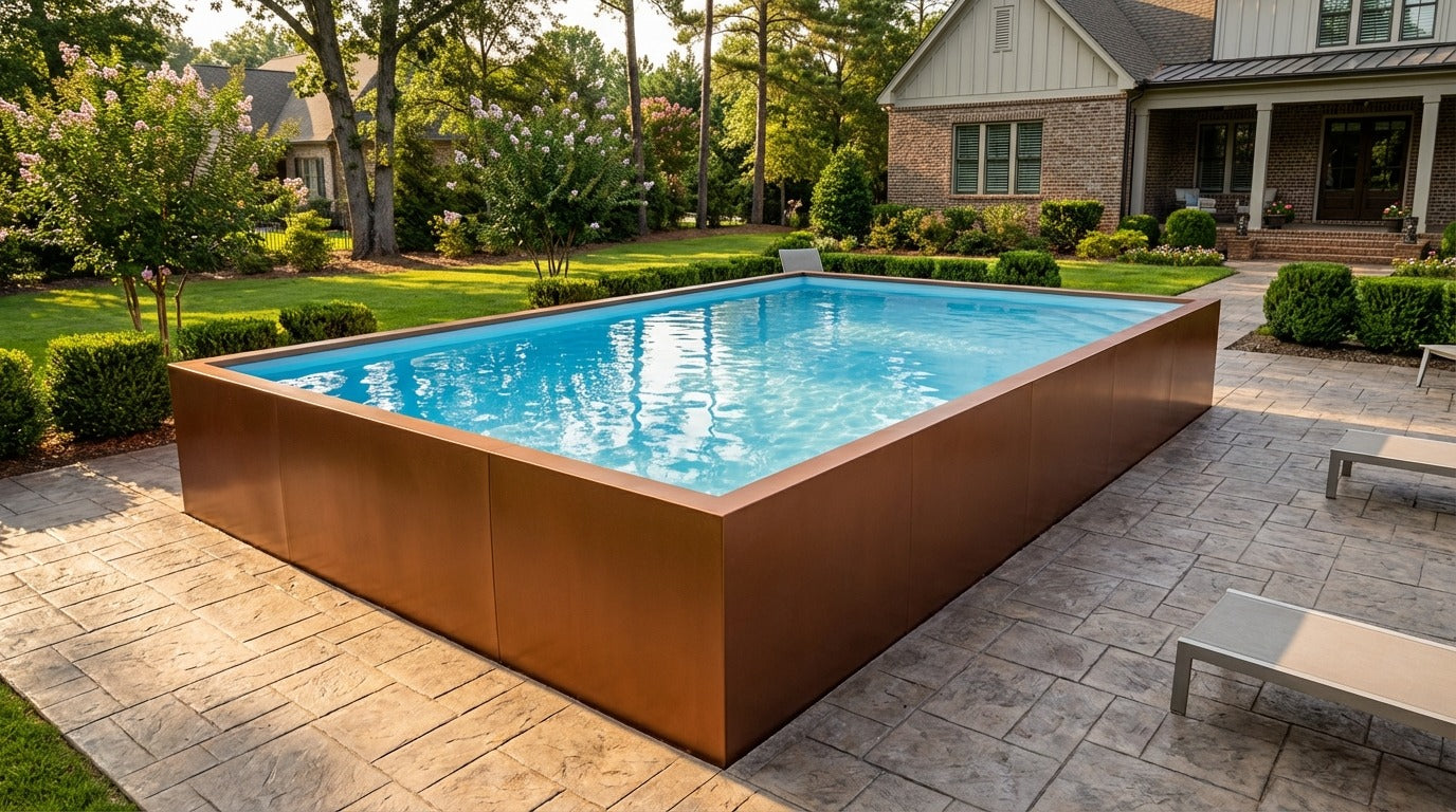 12 x 16 Espresso Copper Aqua Blue Architectural Pool