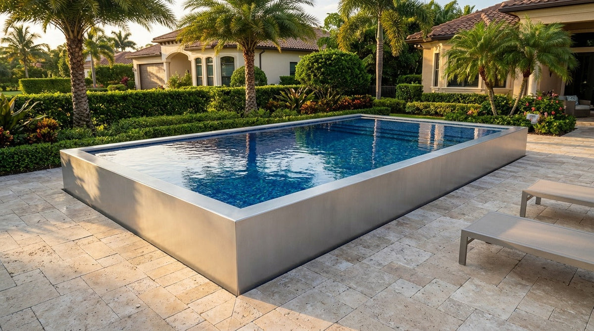 12 x 16 Platinum Silver Mystic Blue Architectural Pool