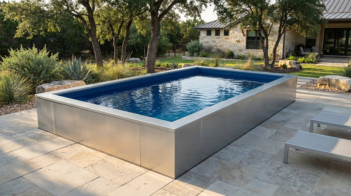 12 x 16 Platinum Silver Deep Sea Blue Architectural Pool