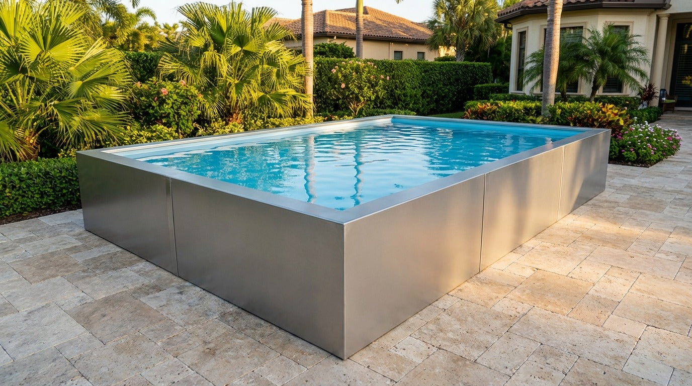 12 x 16 Platinum Silver Aqua Blue Architectural Pool