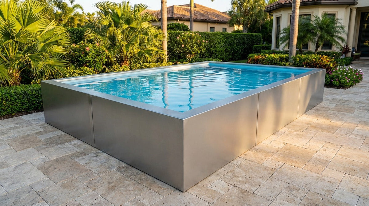 12 x 16 Platinum Silver Aqua Blue Architectural Pool