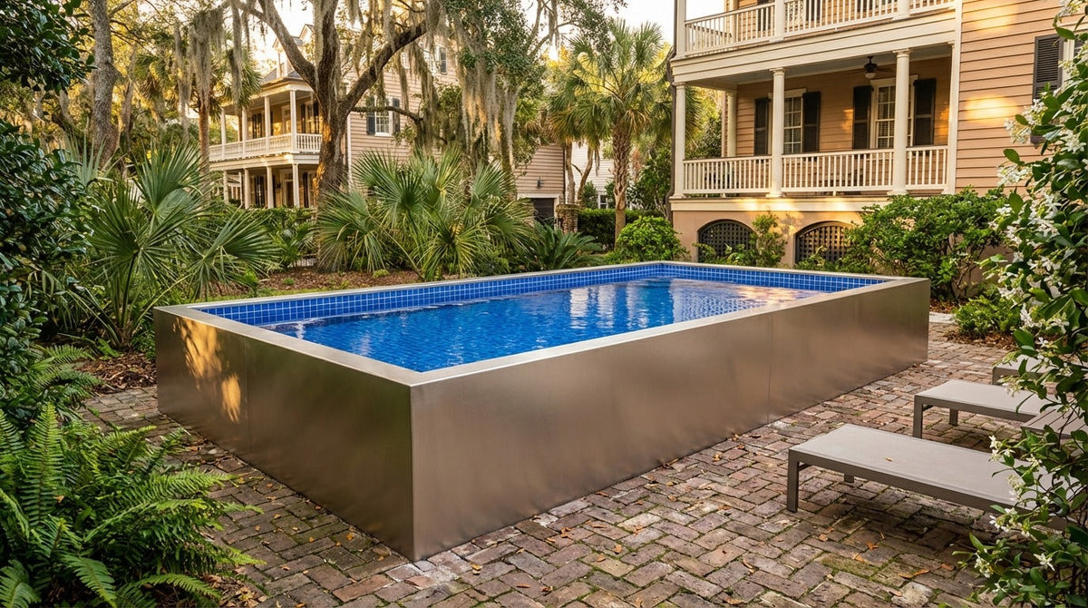 12 x 20 Champagne Mist Blue Matrix Architectural Pool