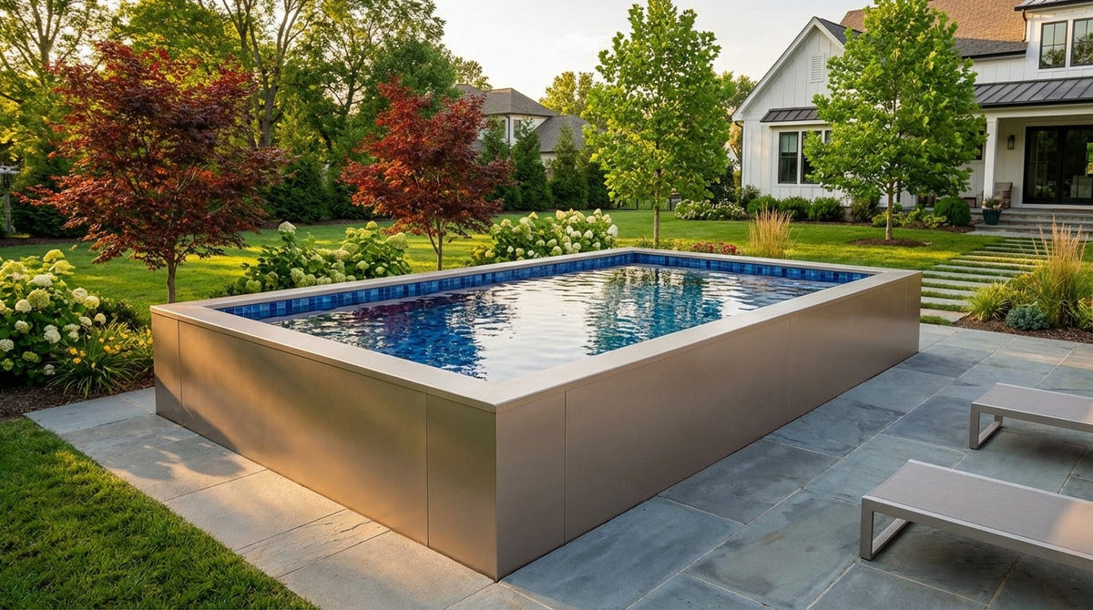 12 x 20 Champagne Mist Mystic Blue Architectural Pool