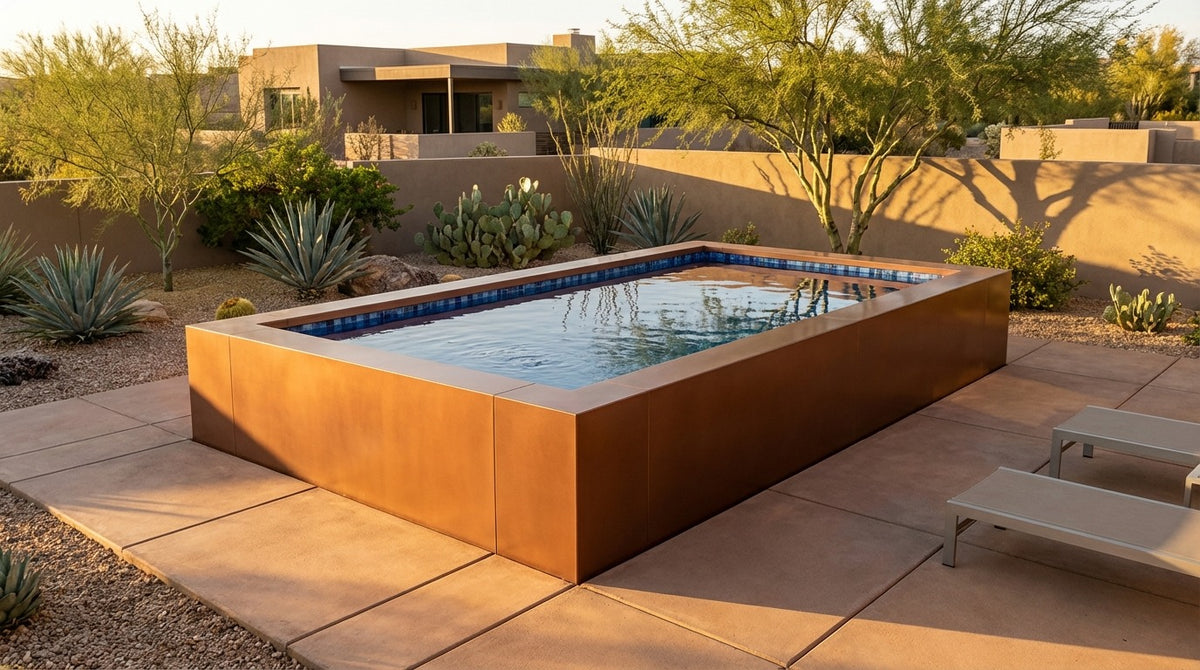 12 x 20 Espresso Copper Mystic Blue Architectural Pool
