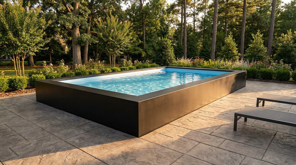 12 x 20 Midnight Black Aqua Blue Architectural Pool