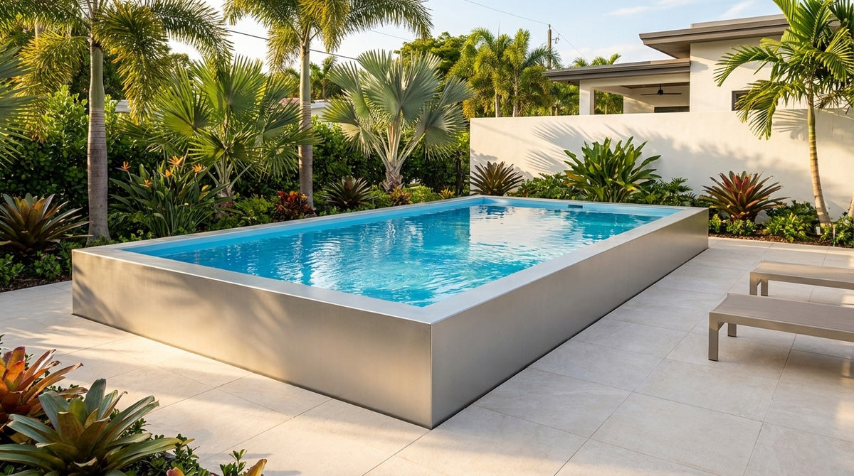 12 x 20 Platinum Silver Aqua Blue Architectural Pool