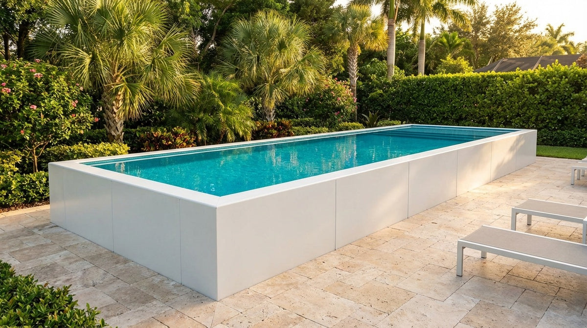12 x 44 Alpine White Blue Topaz Architectural Pool