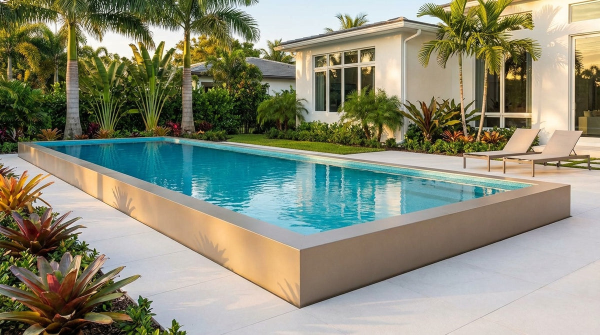 12 x 48 Champagne Mist Blue Topaz Architectural Pool
