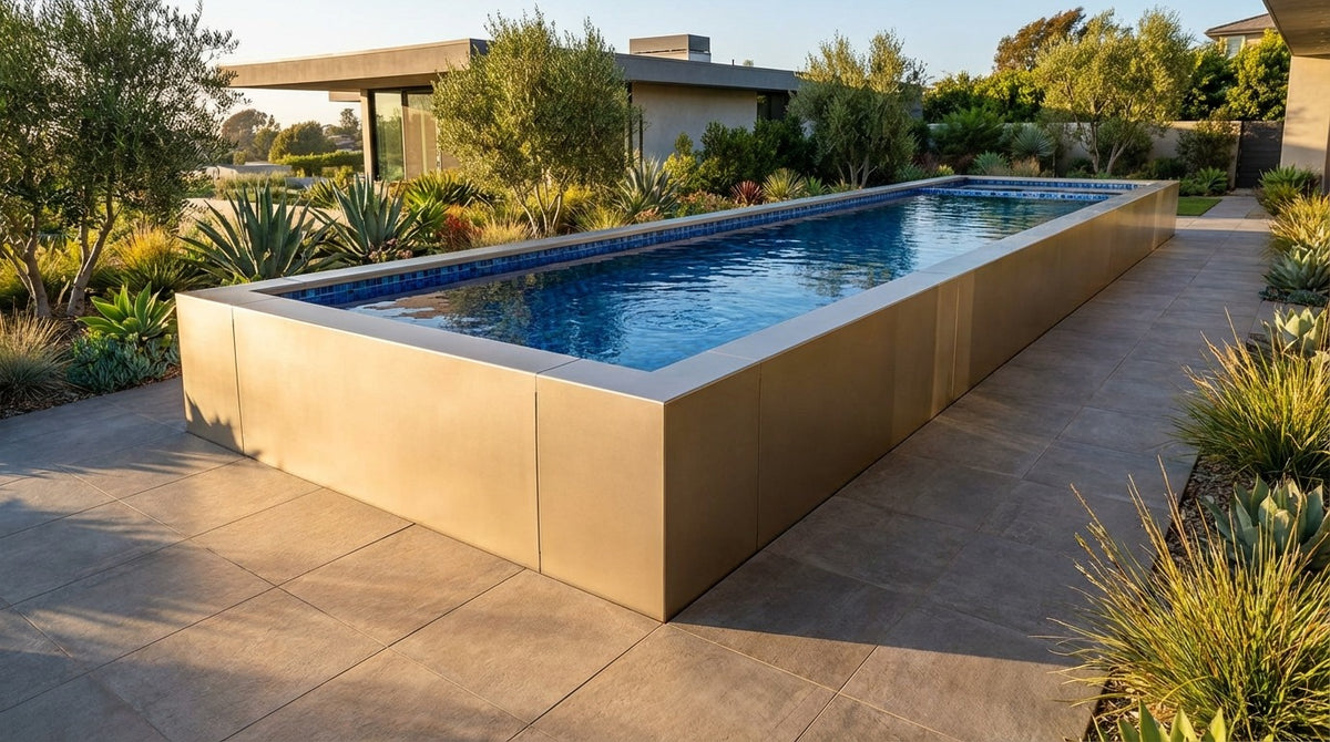 12 x 48 Champagne Mist Mystic Blue Architectural Pool