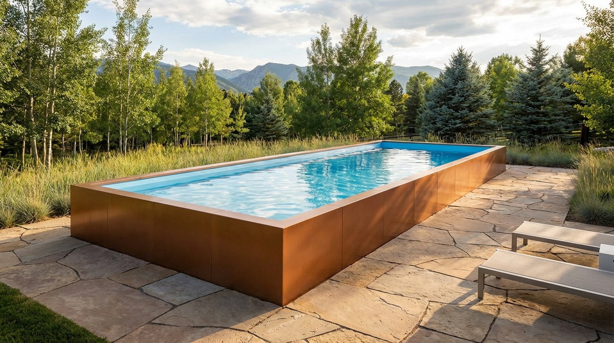 12 x 48 Espresso Copper Aqua Blue Architectural Pool