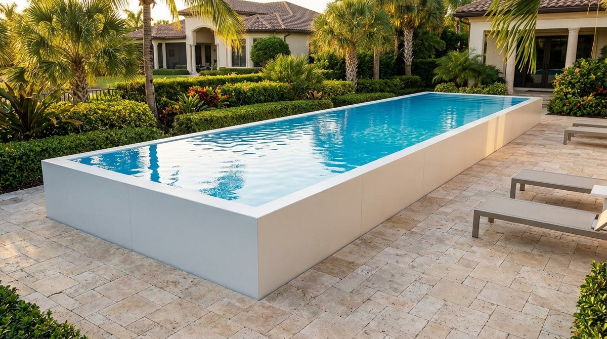 12 x 48 Alpine White Aqua Blue Architectural Pool