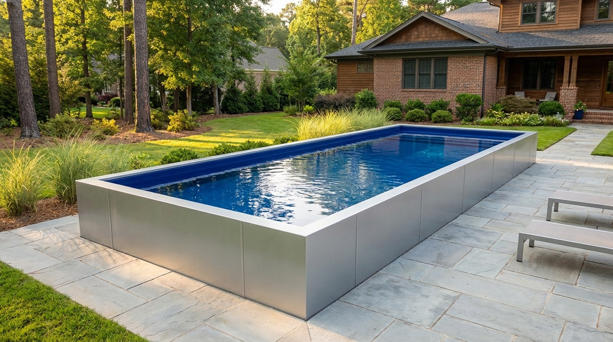 12 x 48 Platinum Silver Deep Sea Blue Architectural Pool