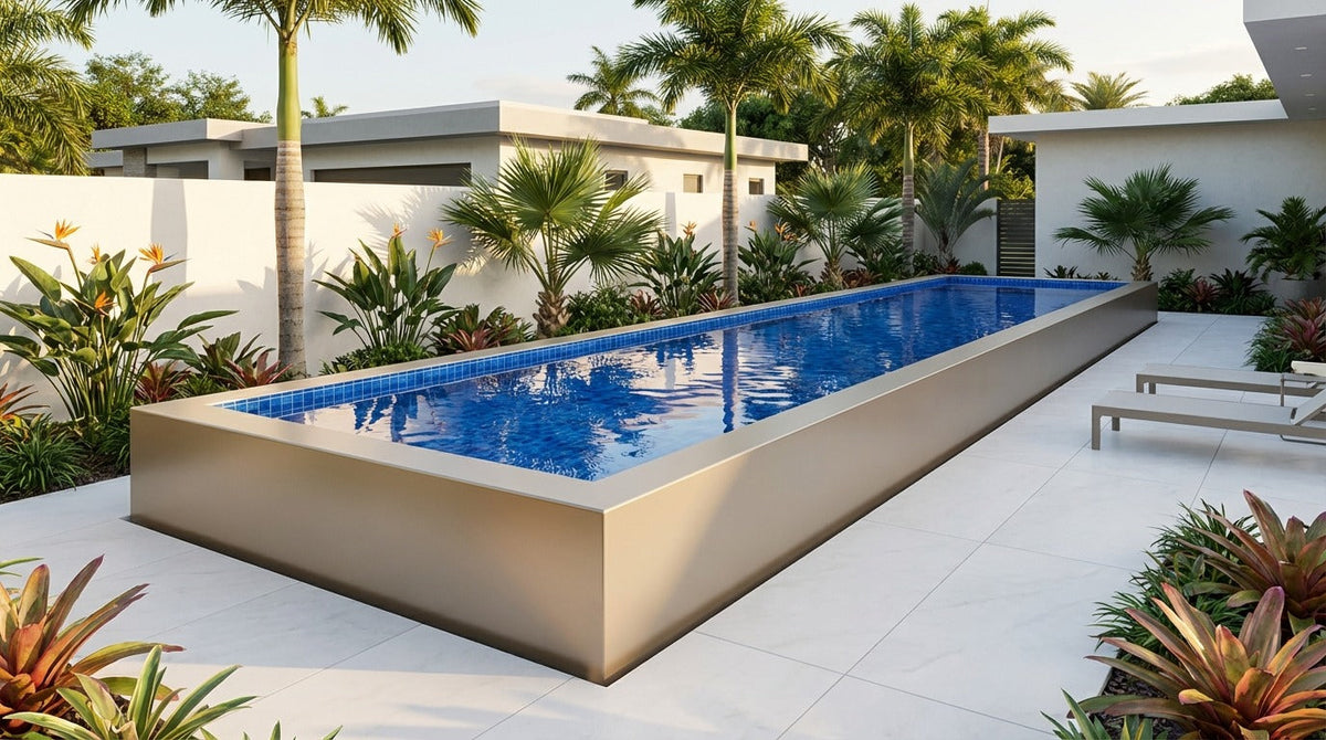 12 x 52 Champagne Mist Blue Matrix Architectural Pool