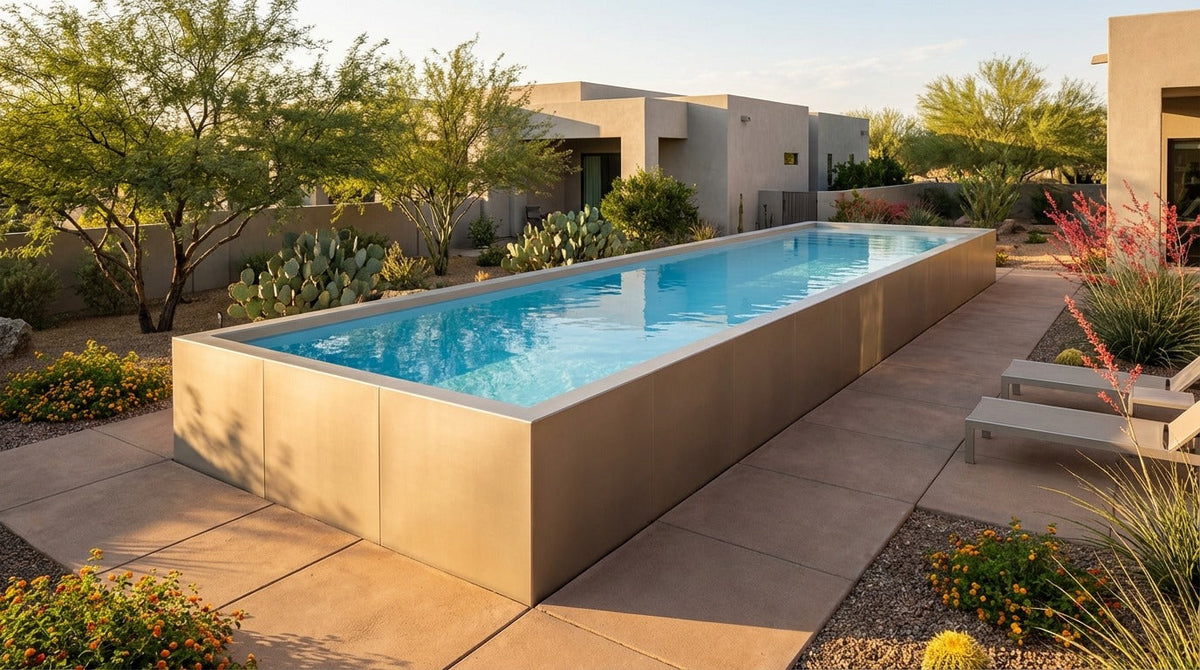 12 x 52 Champagne Mist Aqua Blue Architectural Pool