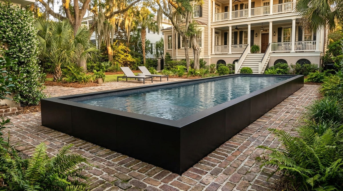 12 x 52 Midnight Black Titanium Stone Architectural Pool