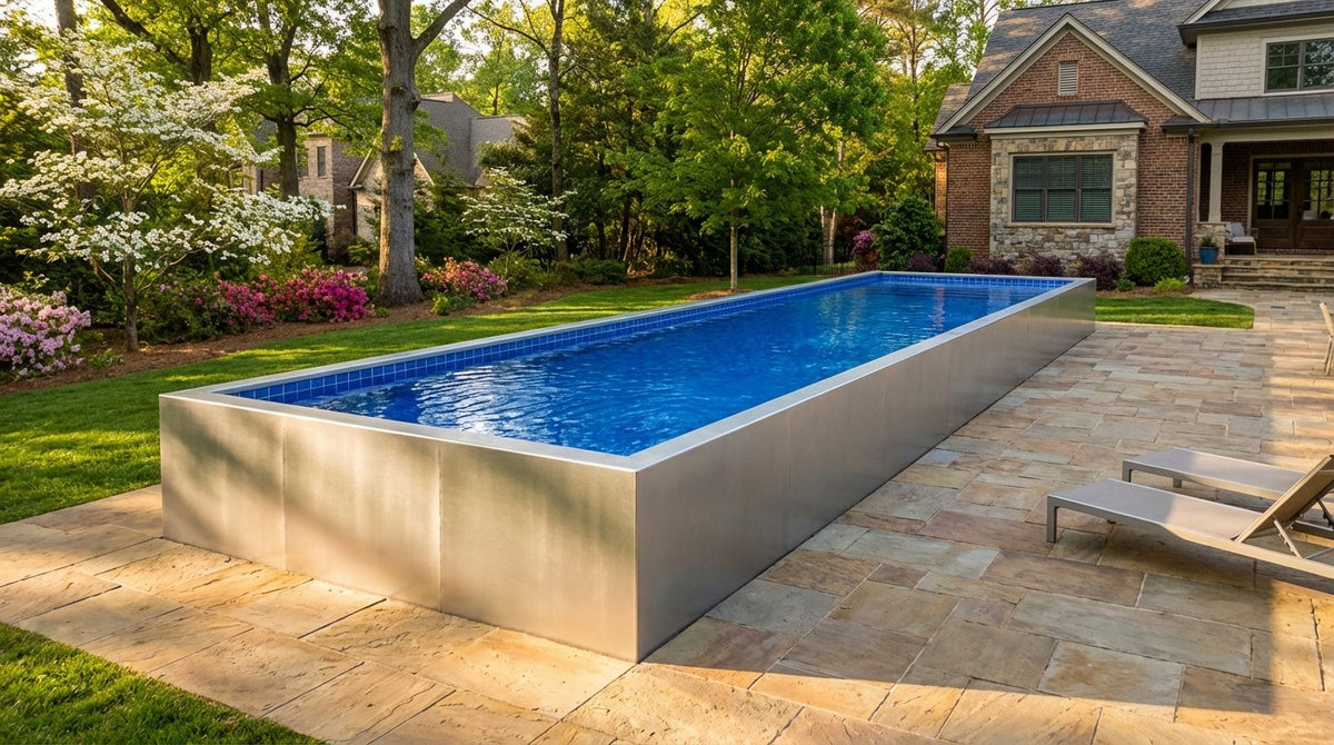 12 x 52 Platinum Silver Blue Matrix Architectural Pool