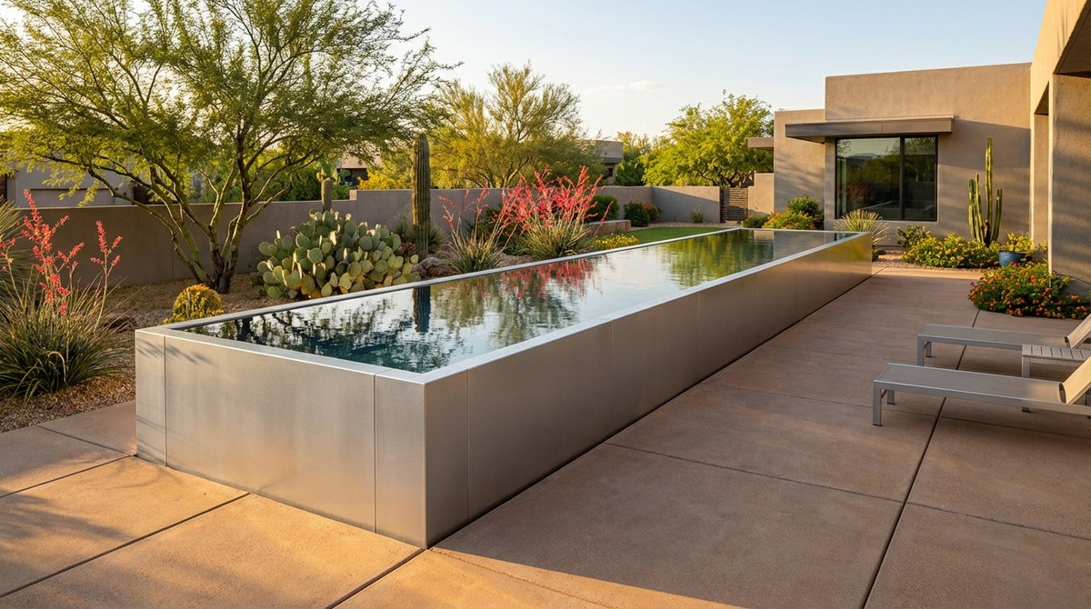 12 x 52 Platinum Silver Titanium Stone Architectural Pool