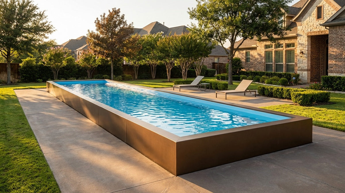 12 x 56 Canyon Bronze Aqua Blue Architectural Pool