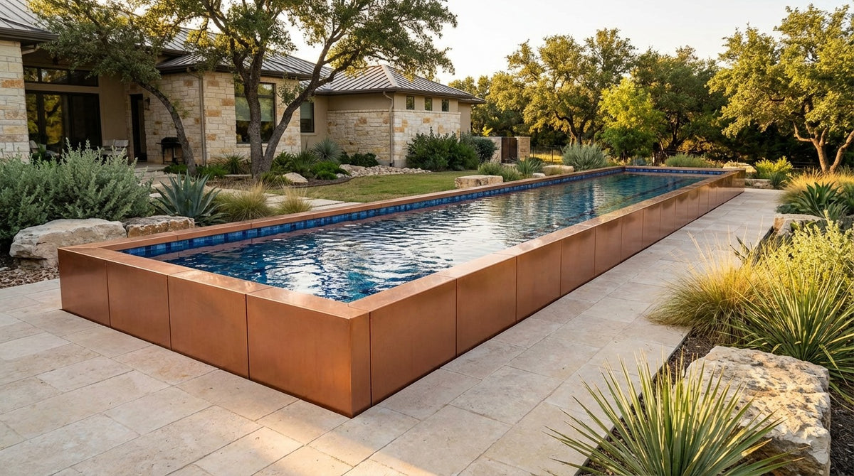 12 x 56 Espresso Copper Mystic Blue Architectural Pool