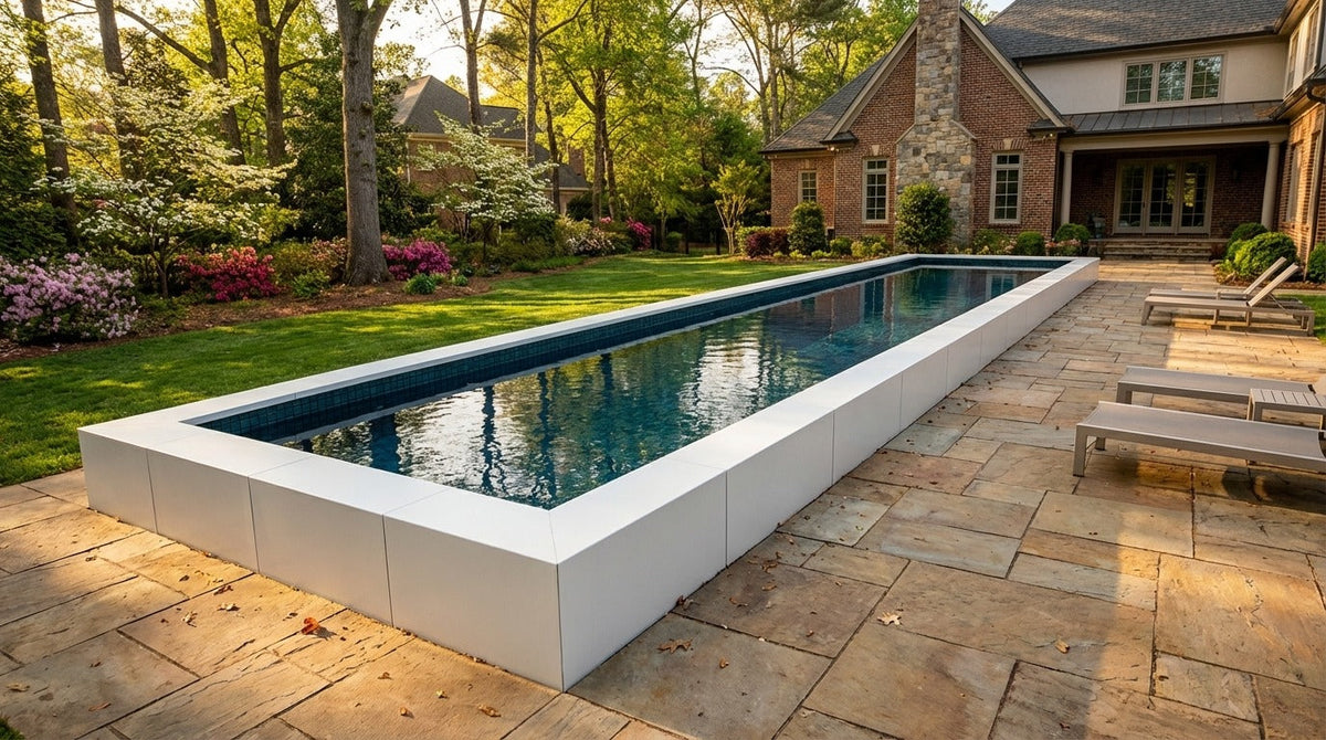 12 x 56 Alpine White Black Sapphire Architectural Pool