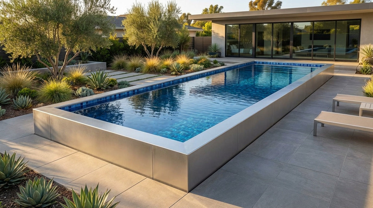 12 x 56 Platinum Silver Mystic Blue Architectural Pool