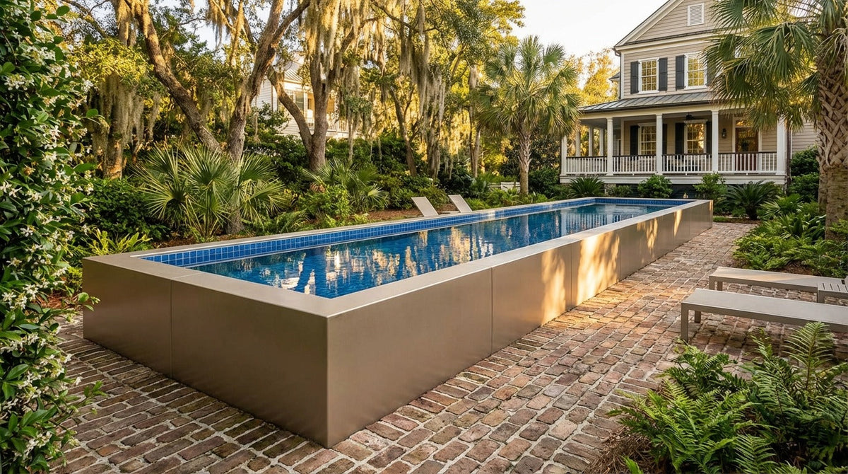 12 x 60 Champagne Mist Blue Matrix Architectural Pool
