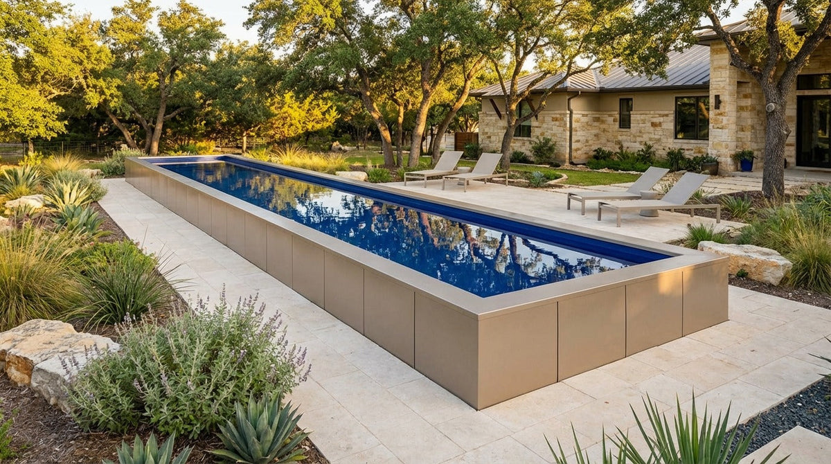 12 x 60 Champagne Mist Deep Sea Blue Architectural Pool