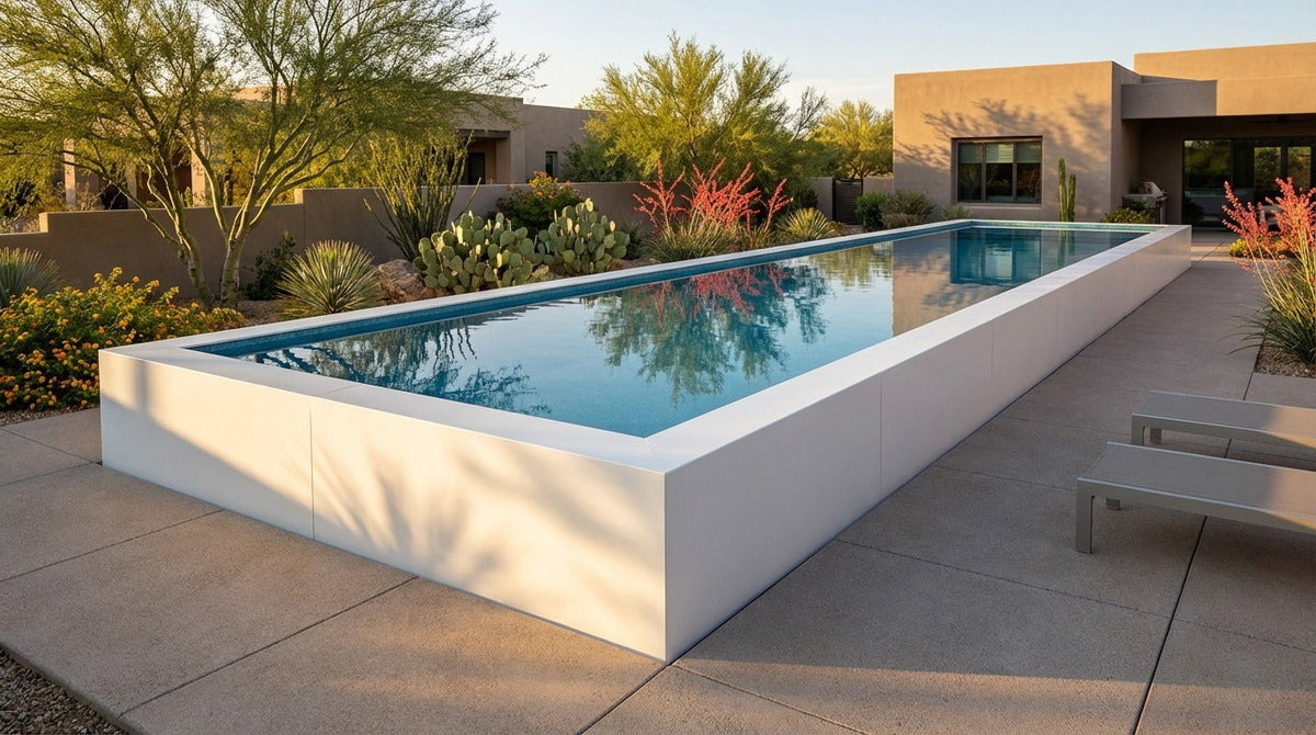 12 x 60 Alpine White Blue Topaz Architectural Pool