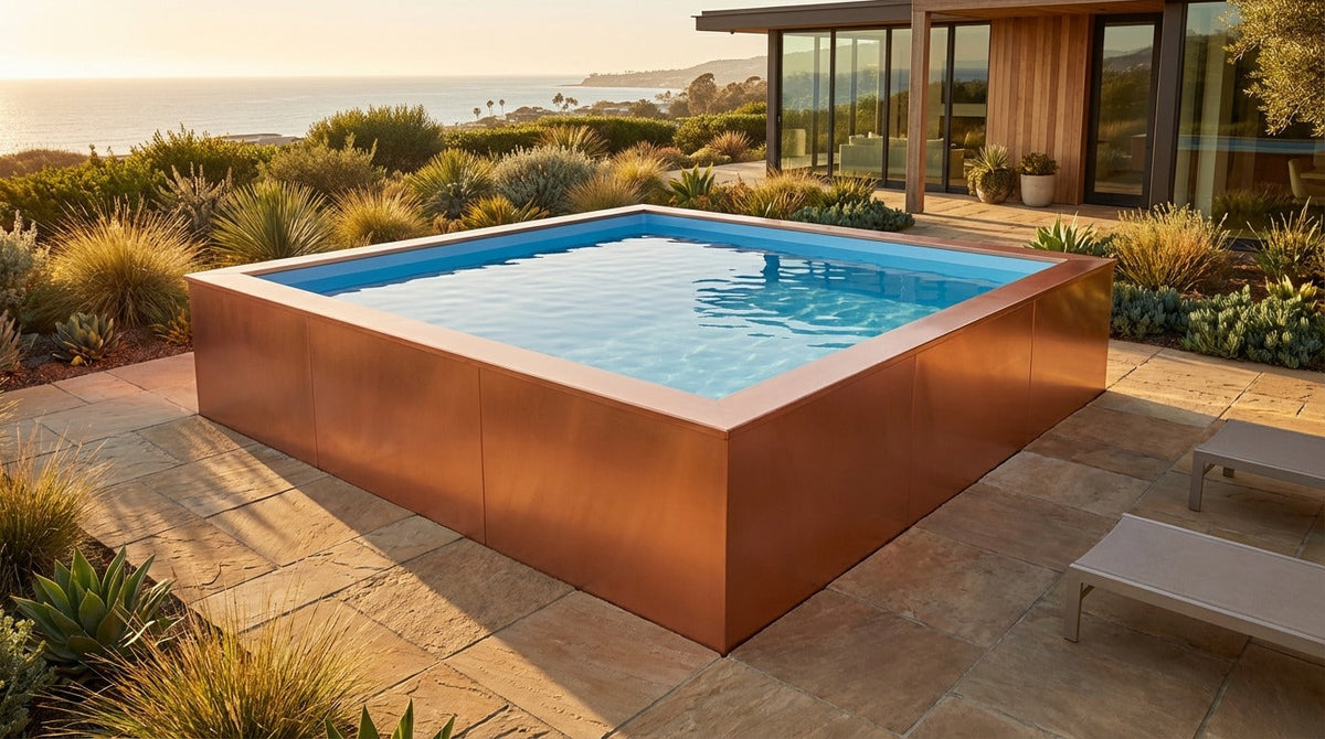 16 x 16 Espresso Copper Aqua Blue Architectural Pool