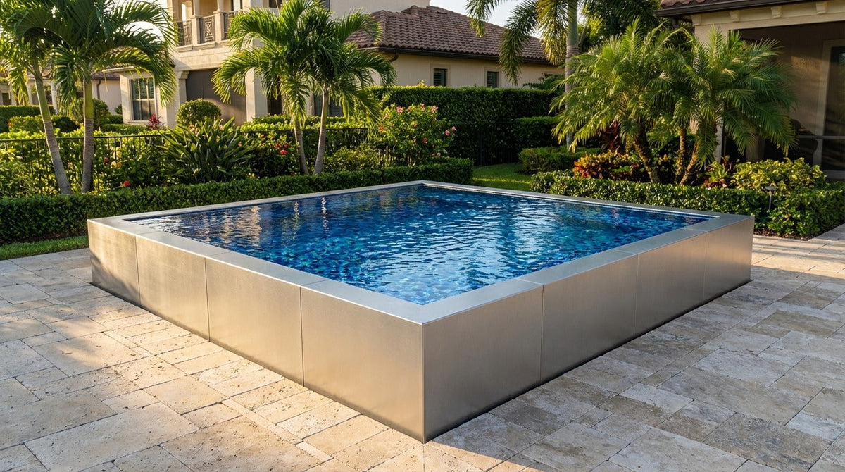16 x 16 Platinum Silver Mystic Blue Architectural Pool