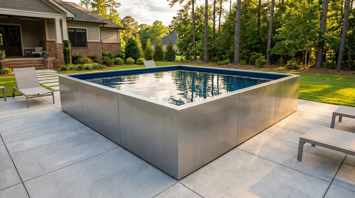 16 x 16 Platinum Silver Deep Sea Blue Architectural Pool