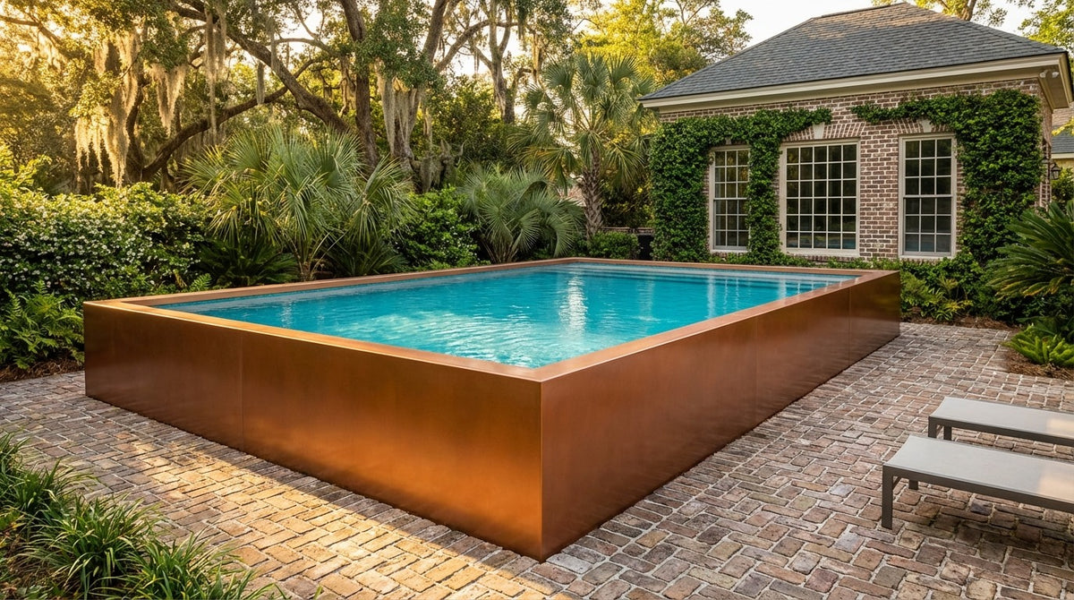 16 x 20 Espresso Copper Blue Topaz Architectural Pool