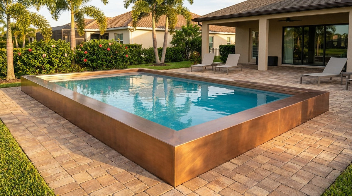 16 x 20 Espresso Copper Aqua Blue Architectural Pool