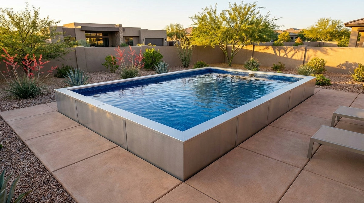 16 x 20 Platinum Silver Deep Sea Blue Architectural Pool