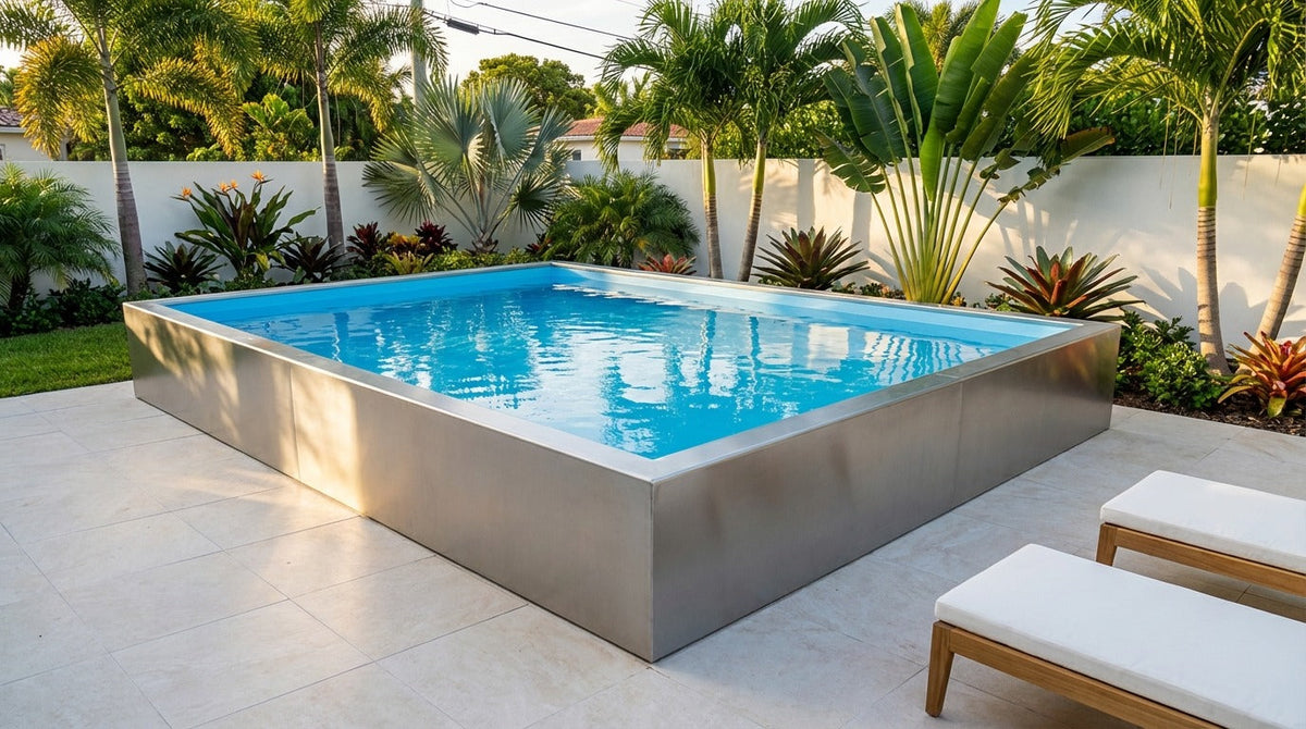 16 x 20 Platinum Silver Aqua Blue Architectural Pool