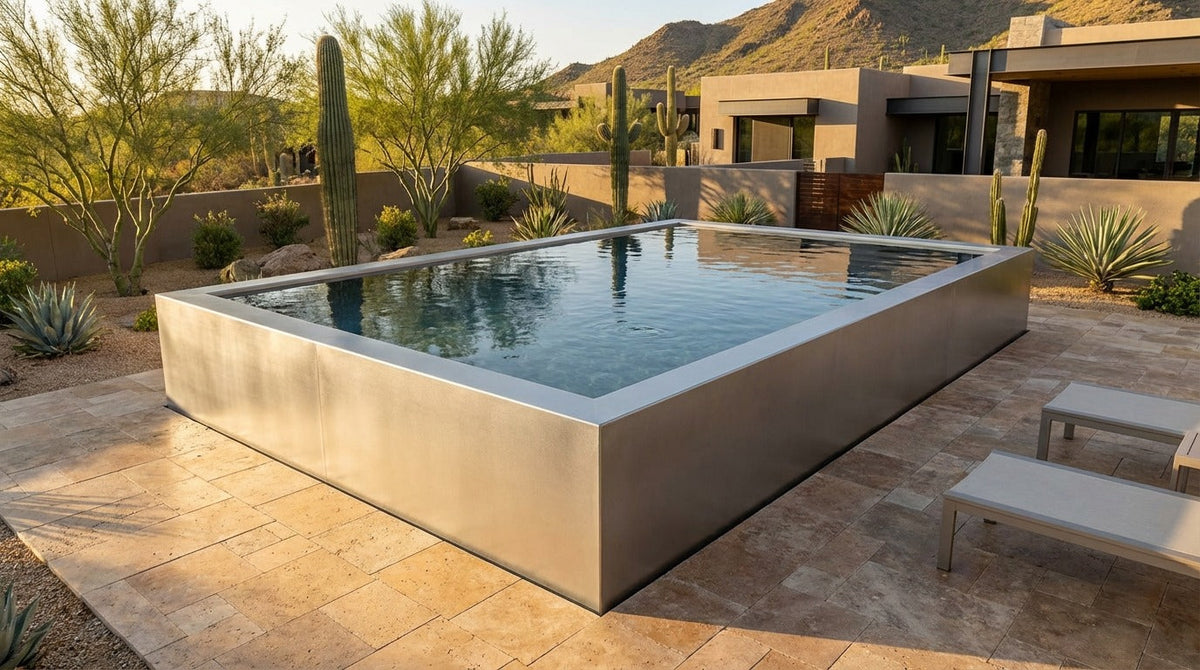 16 x 20 Platinum Silver Titanium Stone Architectural Pool