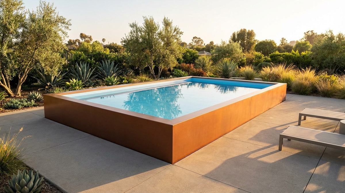 16 x 24 Espresso Copper Aqua Blue Architectural Pool