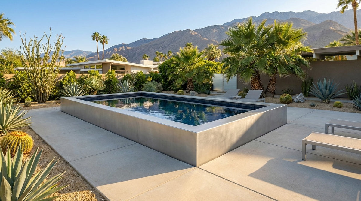 16 x 24 Platinum Silver Black Sapphire Architectural Pool