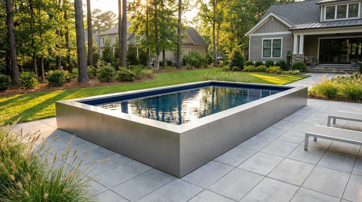 16 x 24 Platinum Silver Deep Sea Blue Architectural Pool