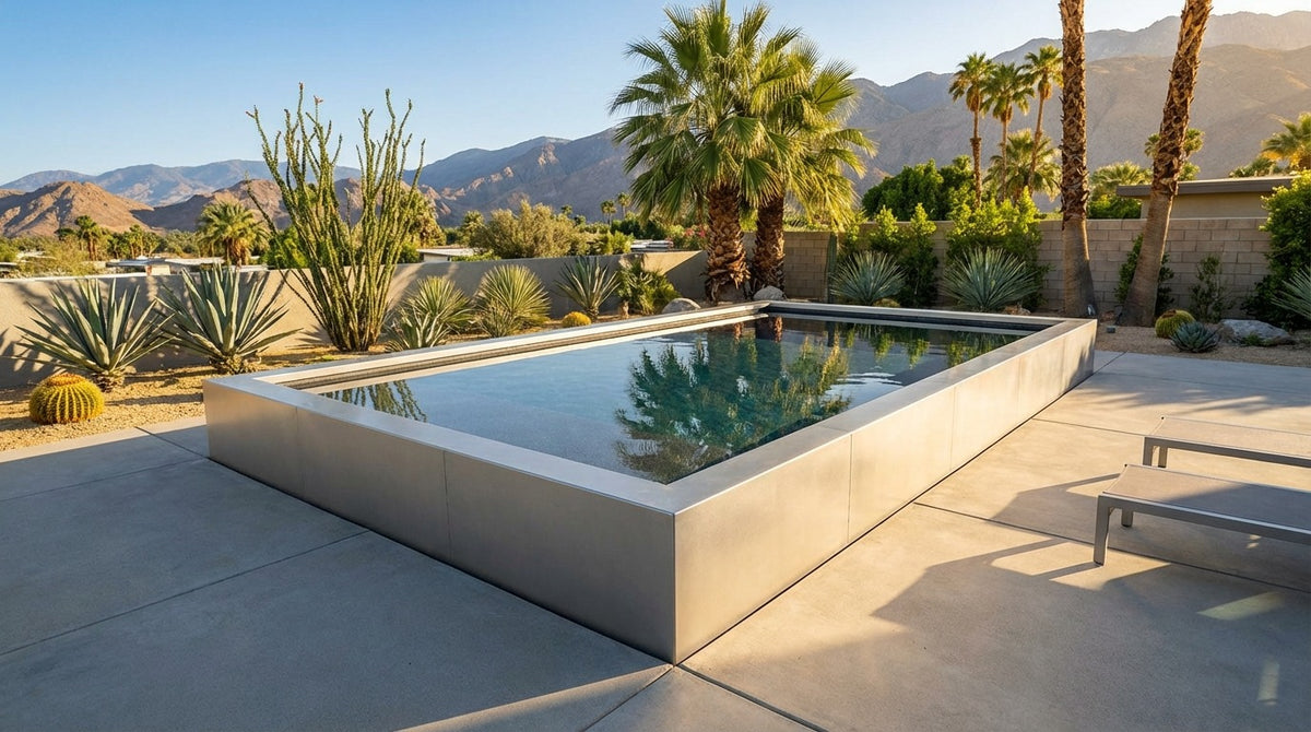 16 x 24 Platinum Silver Titanium Stone Architectural Pool