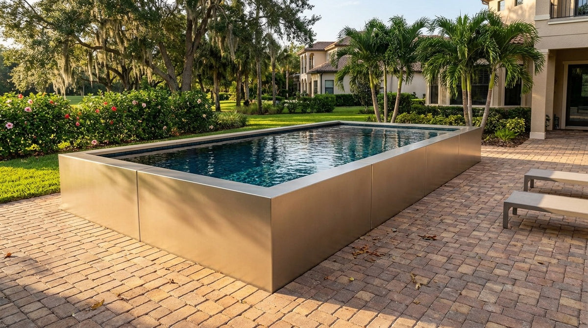 16 x 28 Champagne Mist Black Sapphire Architectural Pool