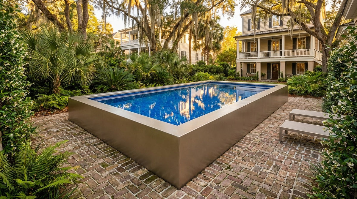 16 x 28 Champagne Mist Blue Matrix Architectural Pool