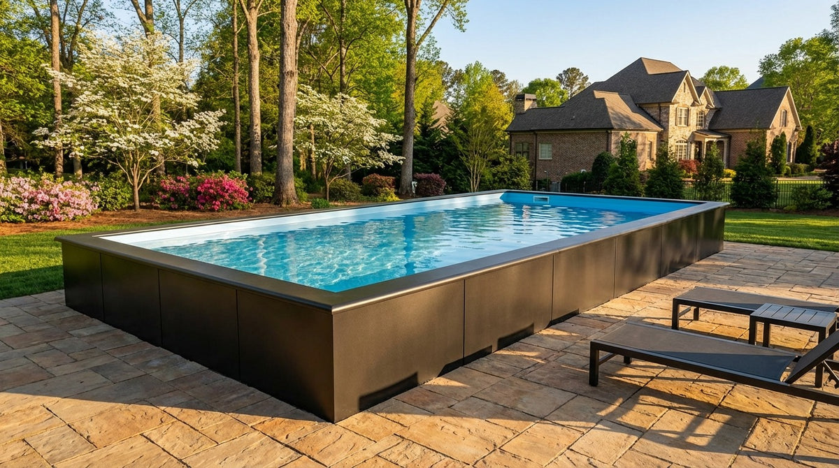 16 x 28 Midnight Black Aqua Blue Architectural Pool
