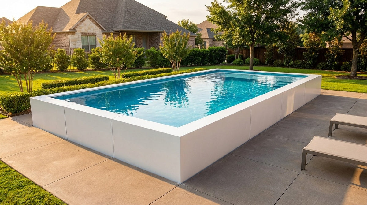 16 x 28 Alpine White Blue Topaz Architectural Pool