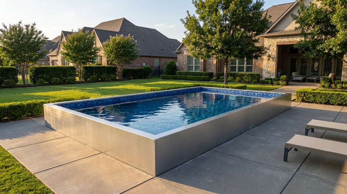 16 x 28 Platinum Silver Mystic Blue Architectural Pool